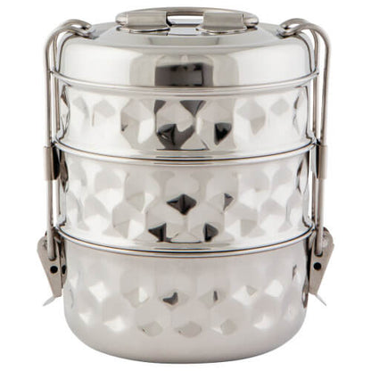Stainless Steel Tiffin 3-tier 6in on the go Now Designs Hammered Hexagon Prettycleanshop