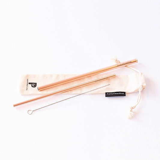 Straw Set - The Works: 1 regular & 1 smoothie on the go Pretty Clean Living Copper/Rose Gold Prettycleanshop
