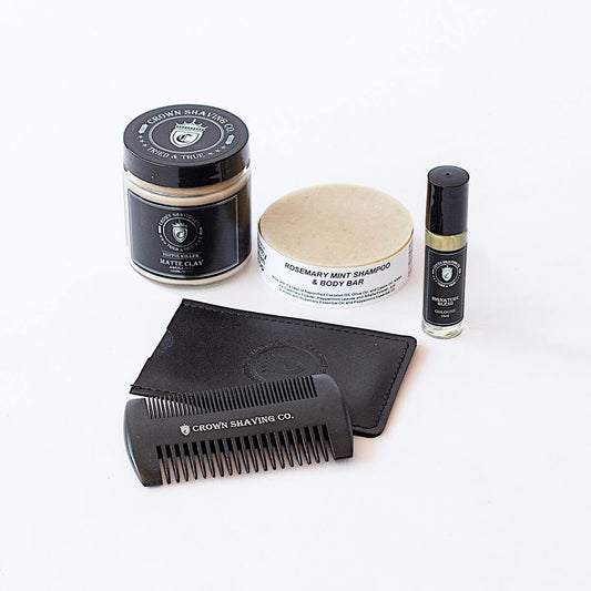 Stylish Man Gift Set with Crown Shaving Co. Multi Brand Gift Set Hair Pomade Prettycleanshop