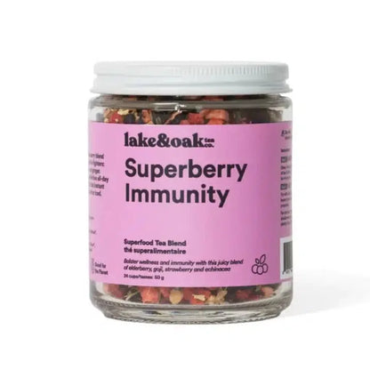 Superberry Immunity Tea by Lake & Oak Tea Co. Wellness Lake & Oak 24 cups in glass jar Prettycleanshop