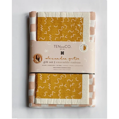 Swedish Sponge Cloth and Tea Towel Gift Set - Alexandra Gater x Ten & Co Kitchen Ten and Co Prettycleanshop