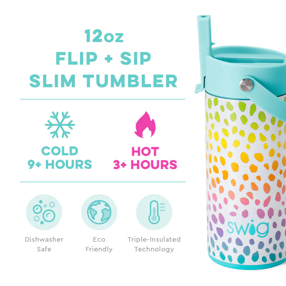 Flip + Sip Kids Slim Tumbler (12oz) - Wild Child - Swig Life