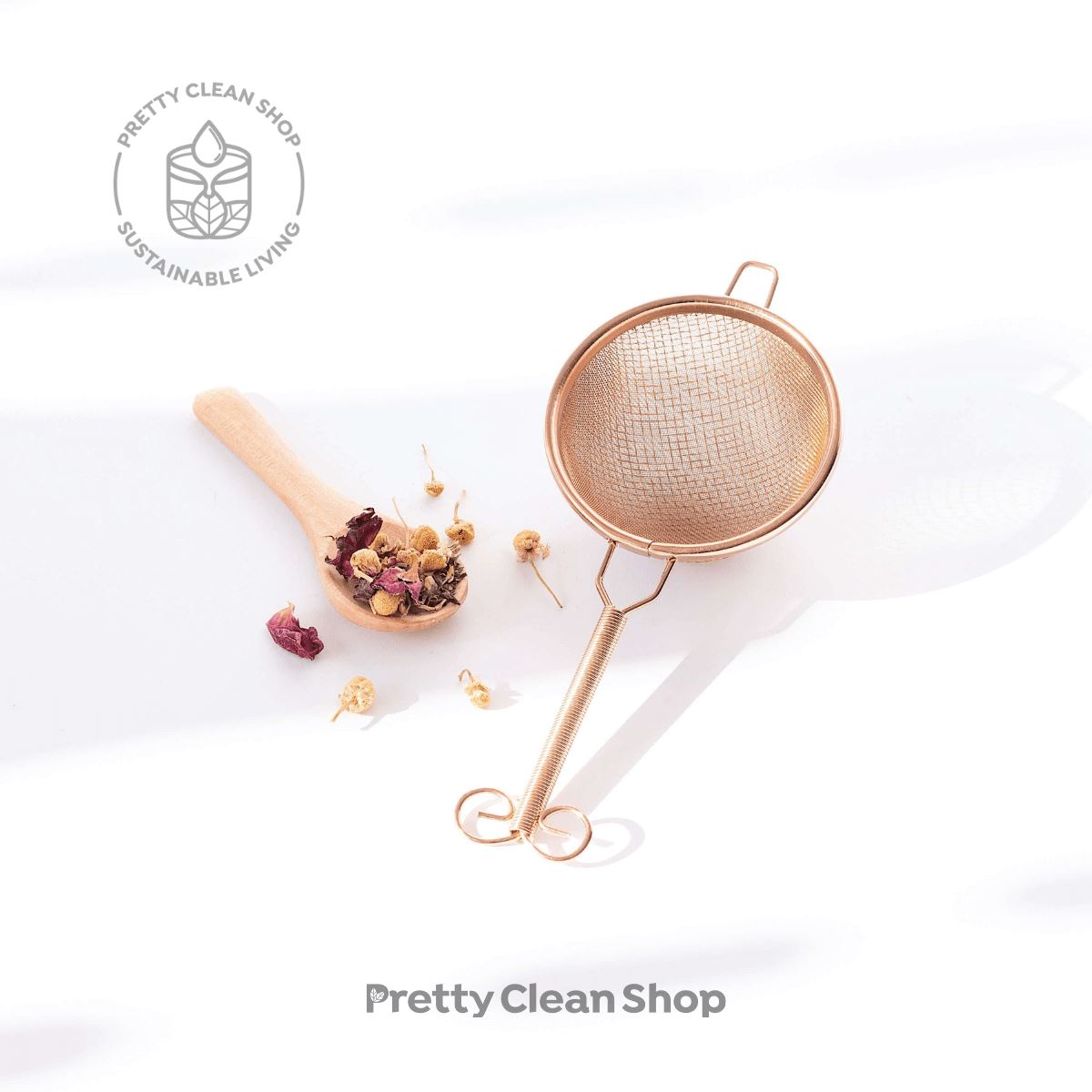 Tea Strainer Infuser - Brass Mesh Basket Kitchen Pretty Clean Living Prettycleanshop