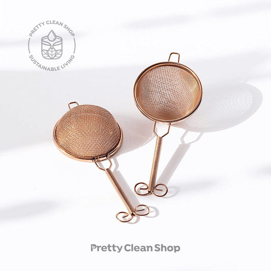 Tea Strainer Infuser - Brass Mesh Basket Kitchen Pretty Clean Living Prettycleanshop