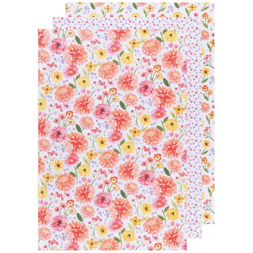 Tea Towels Floursacks 100% Cotton - Set of 3 Kitchen Now Designs Cottage Pink Flowers Prettycleanshop