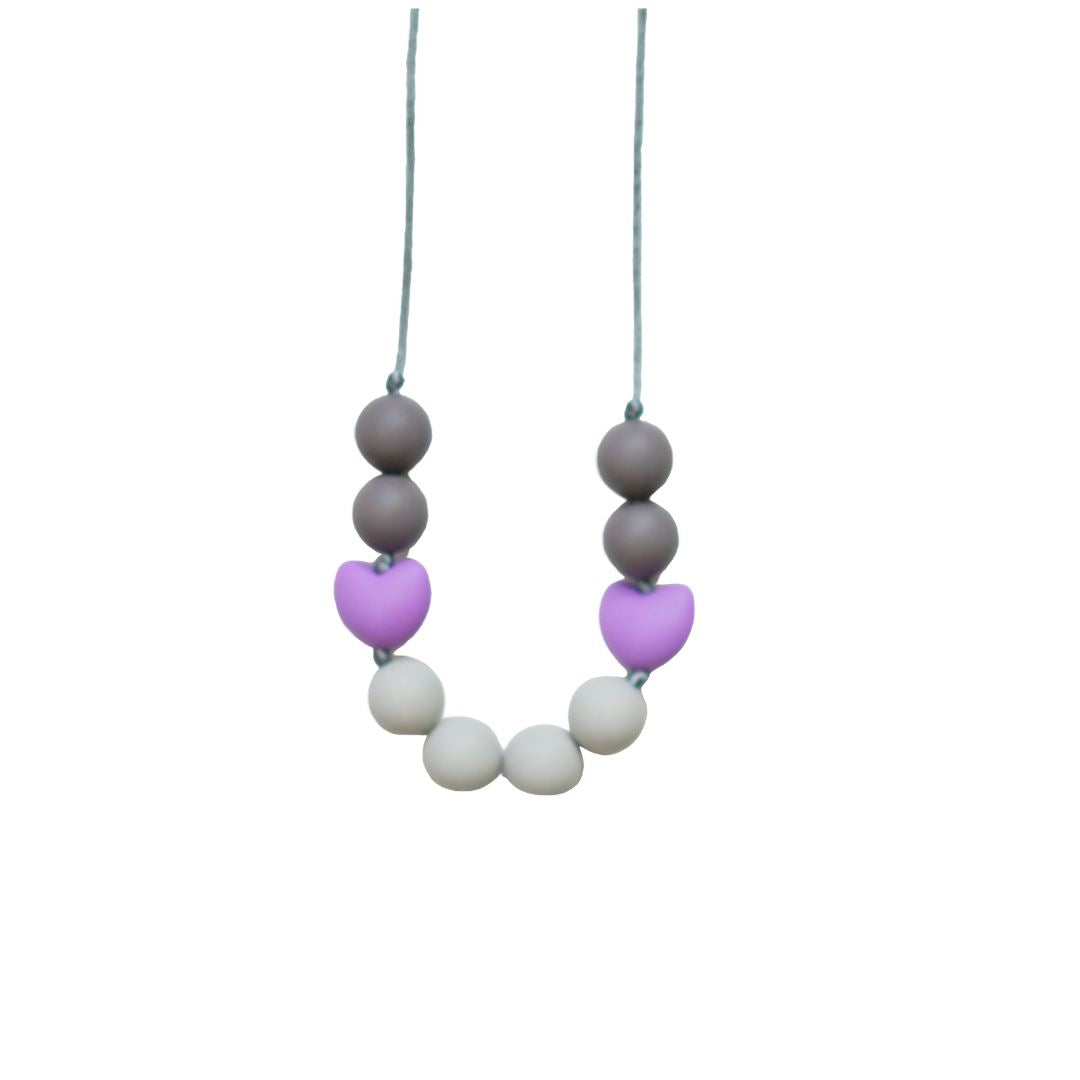 Teething necklace - Sweatheart (different colours available) Baby and Kids Pretty Clean Living Sweetheart - Lilac on grey Prettycleanshop