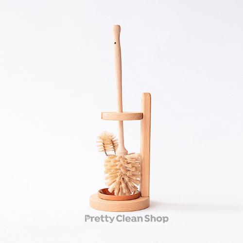 Toilet Brush With Edge Cleaner in Wooden Stand by Redecker Bathroom Redecker Prettycleanshop