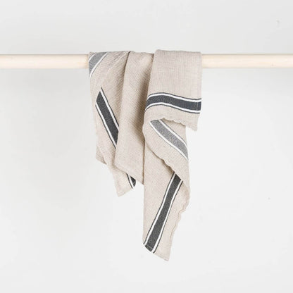 Turkish Hand Towel Linen - Black Stripe Kitchen Pokoloko Prettycleanshop