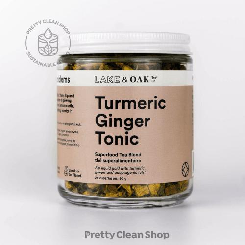 Turmeric Ginger Tonic by Lake & Oak Tea Co. Wellness Lake & Oak 24 cups in glass jar Prettycleanshop