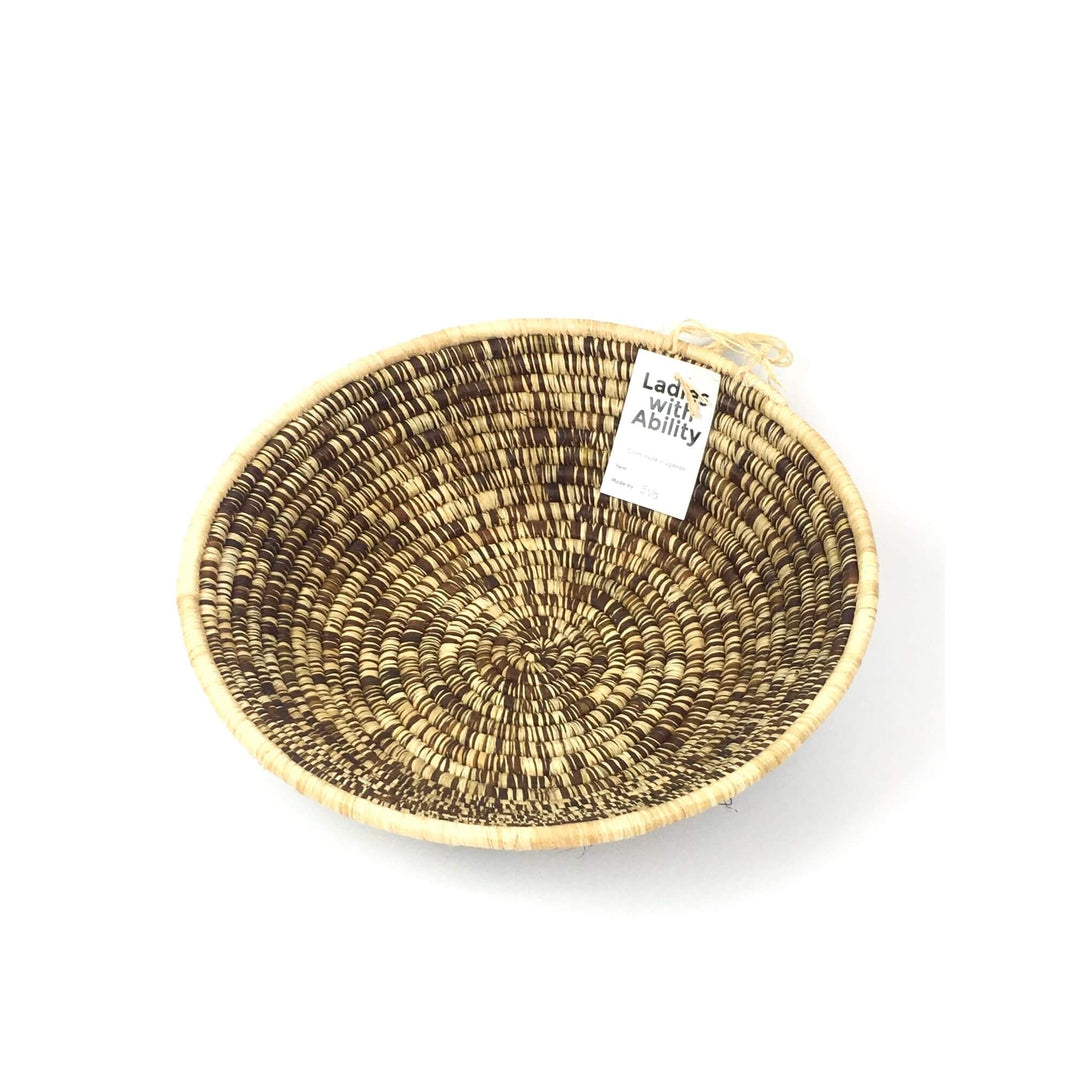 Ugandan Raffia Basket - Speckled - by Women with Abilities Living Mamaa Trade L w/ natural trim Prettycleanshop