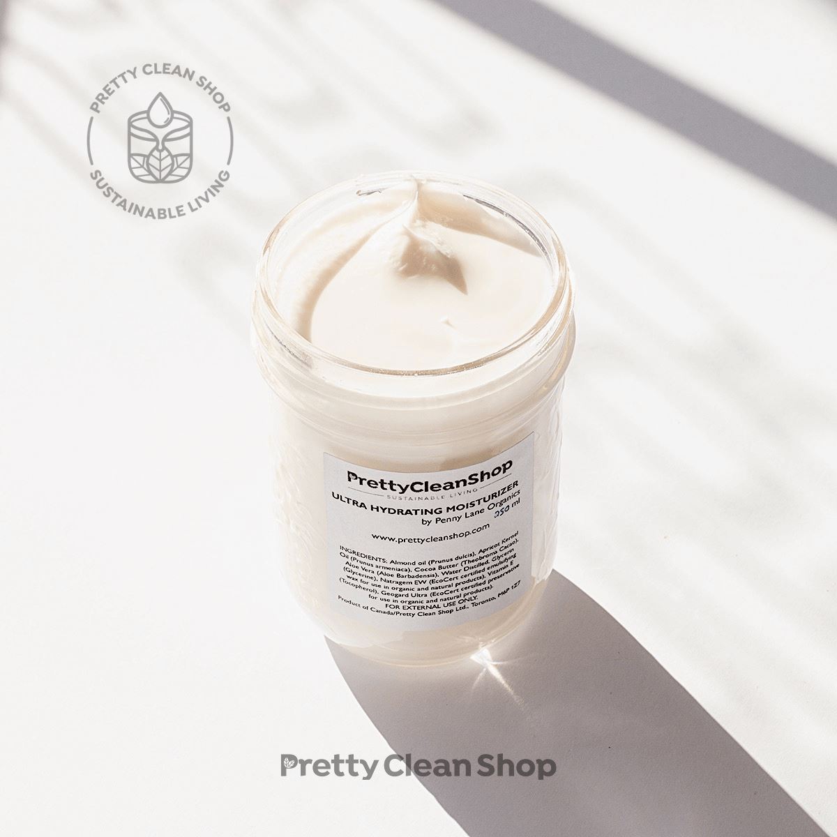 Ultra Hydrating Facial Moisturizer Unscented Skincare Penny Lane Organics 250ml in mason jar with $1.25 deposit Prettycleanshop