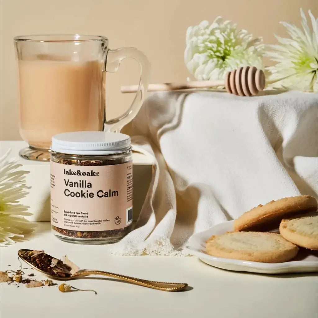 Vanilla Cookie Calm Tea by Lake & Oak Tea Co. Wellness Lake & Oak 24 cups REFILL in paper bag Prettycleanshop