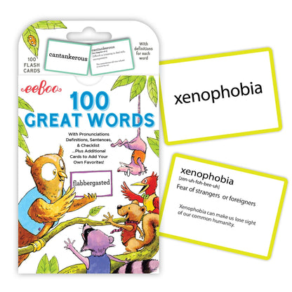 Vocabulary Flash Cards for Kids - 100 Great Words by eeBoo Kids Eeboo Prettycleanshop