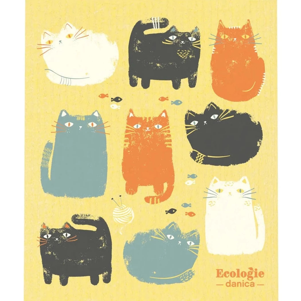 Reusable Swedish Sponges - Animals - by Ecologie Kitchen Now Designs Purrfect Pals Prettycleanshop