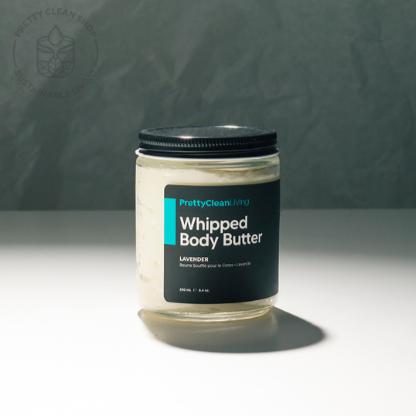 Whipped Body Butter - LAVENDER Bath and Body Pretty Clean Living 250ml LARGE glass jar Prettycleanshop