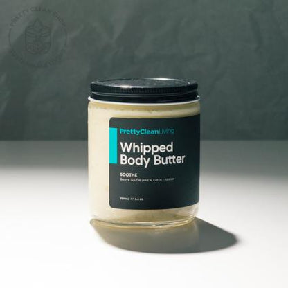 Whipped Body Butter - SOOTHE Bath and Body Pretty Clean Living 250ml LARGE glass jar Prettycleanshop