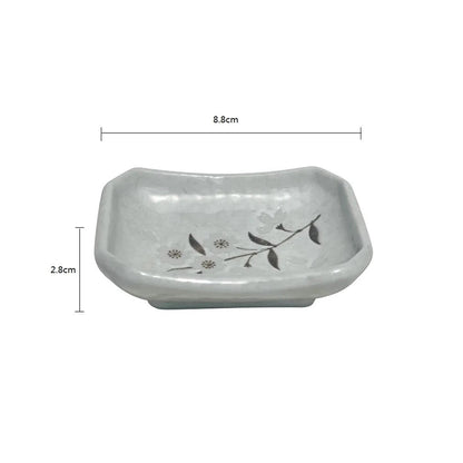 Mino Yaki White Sakura Japanese Porcelain Rectangular Dipping Dish