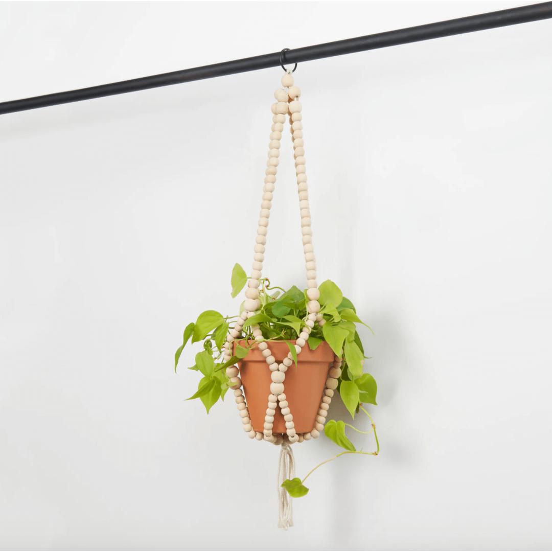 Wooden Beaded Hanging Pot Holder Living Pokoloko Prettycleanshop