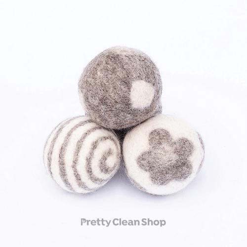 Wool Dryer Balls PATTERNED Laundry Fibres of Life Prettycleanshop