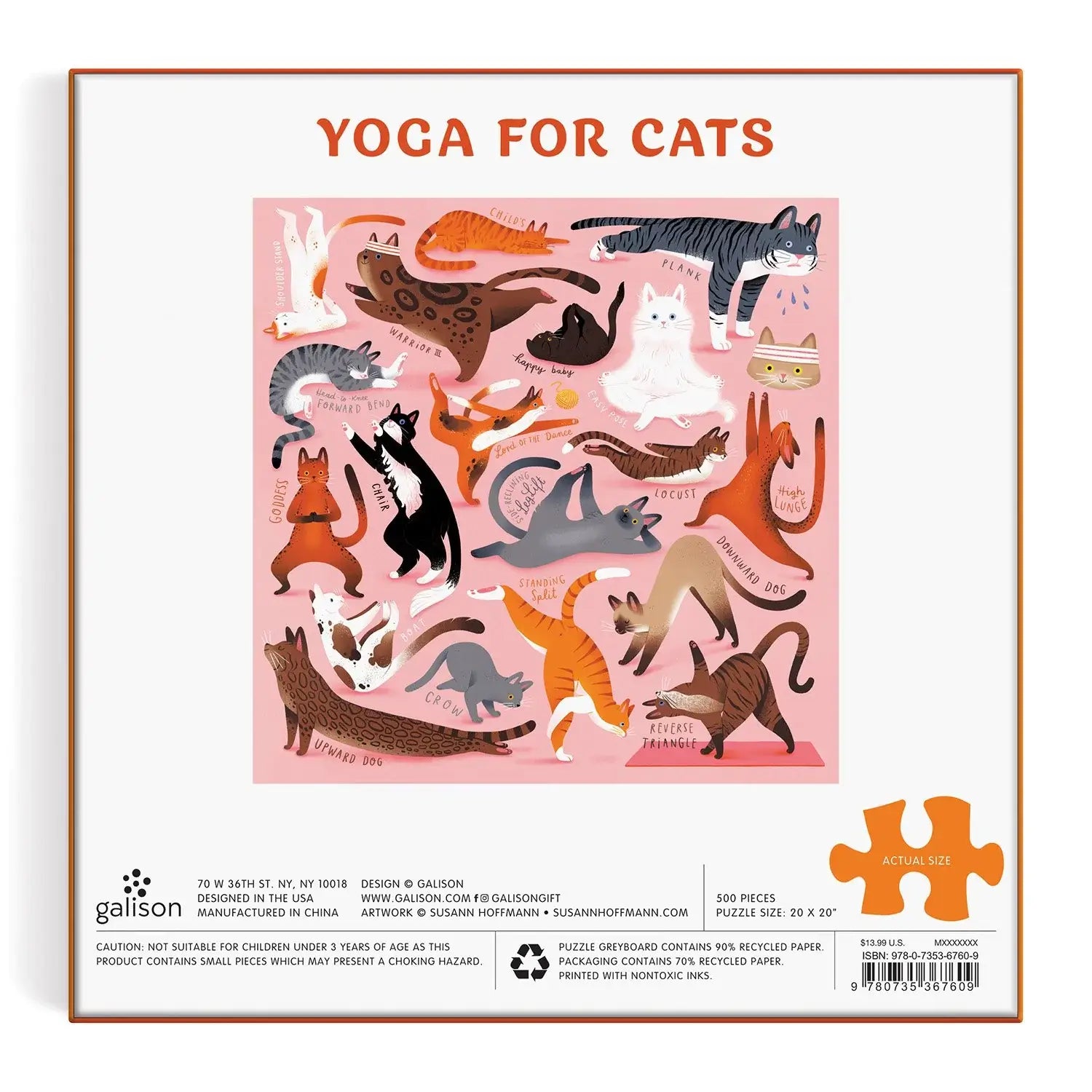 Yoga for Cats 500 Piece Puzzle Games Galison Prettycleanshop