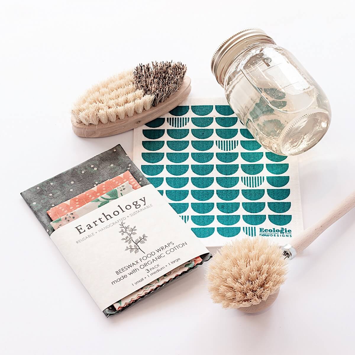 Zero-Waste Starter Kit: Clean Kitchen Gift Set Multi Brand Gift Set with regular vegetable brush Prettycleanshop